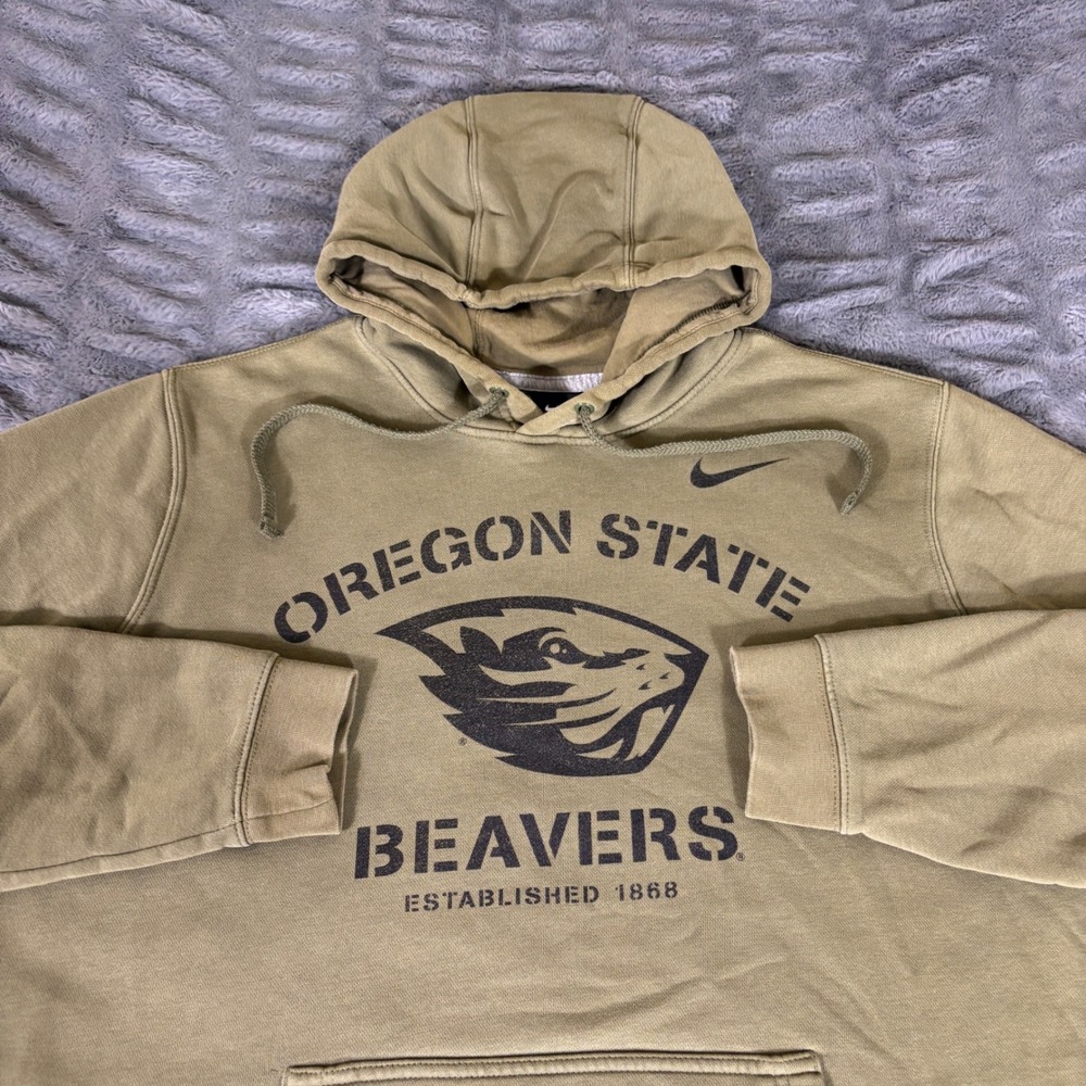 Nike Oregon State Beavers Hoodie Mens XL Olive Green Pullover Sweatshirt AR627